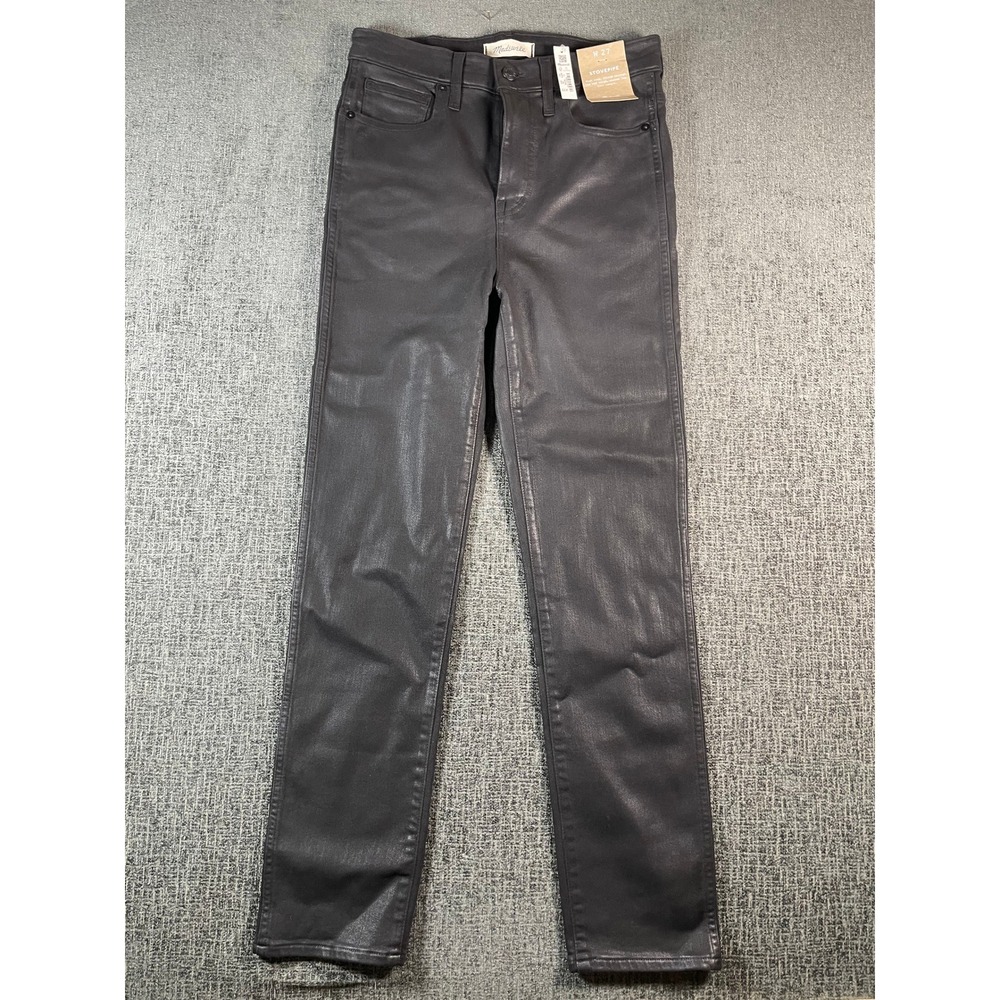 Madewell Stovepipe High Rise Coated Jeans Black NI474 Size 27 NWT